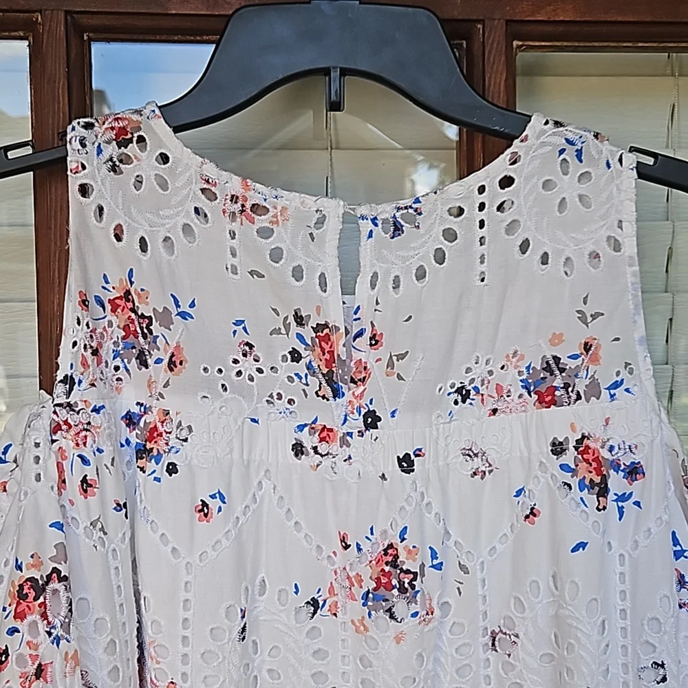 Loft Floral Cold Shoulder Eyelet Summer Dress - Picture 7 of 7